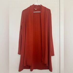 SEE YOU MONDAY ORANGE FLIP COLLAR LONG LINED DUSTER CARDIGAN SZ LARGE